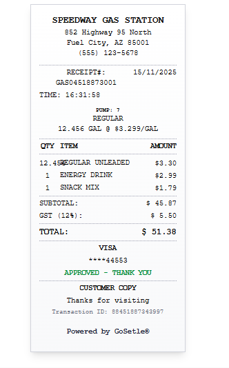 Read more about the article Gas Station Receipt Format: How to Create Fuel Receipts Online (Free PDF Generator)