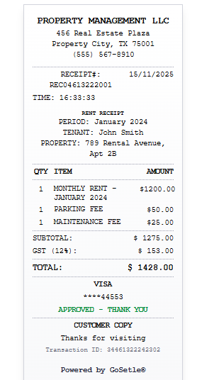 Rent Receipt Image